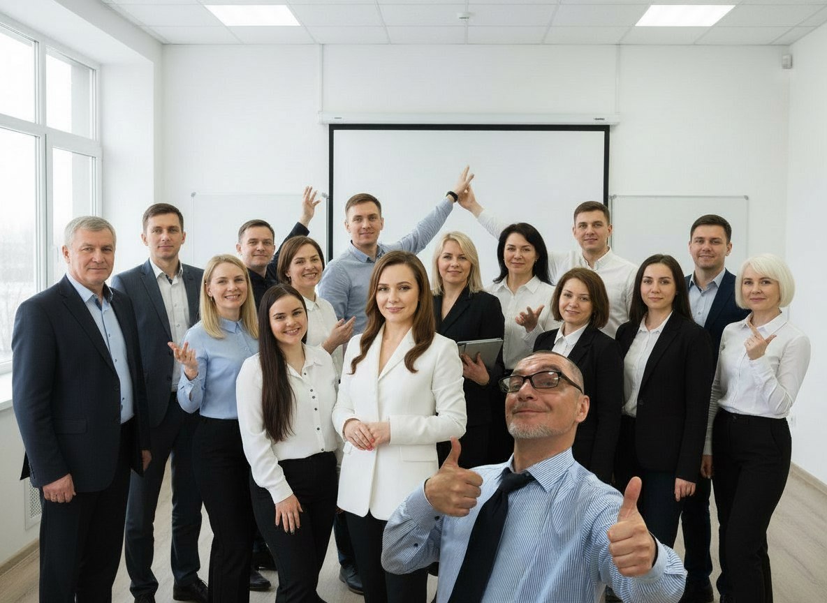 Изображение преподавателей и и директора ЧОУ ДПО "ТИИ" в учебной аудитории