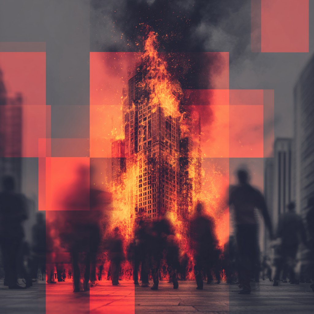  Яркий баннер с абстрактным изображением огня и защитного купола. Символизирует тему вебинара о пожарной безопасности и подготовке к проверкам.