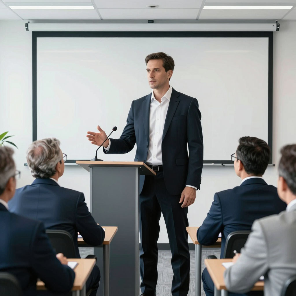 Современная школа с охраняемой территорией: ученики входят на территорию, охранник на посту, ответственный за АТЗ с планшетом на переднем плане